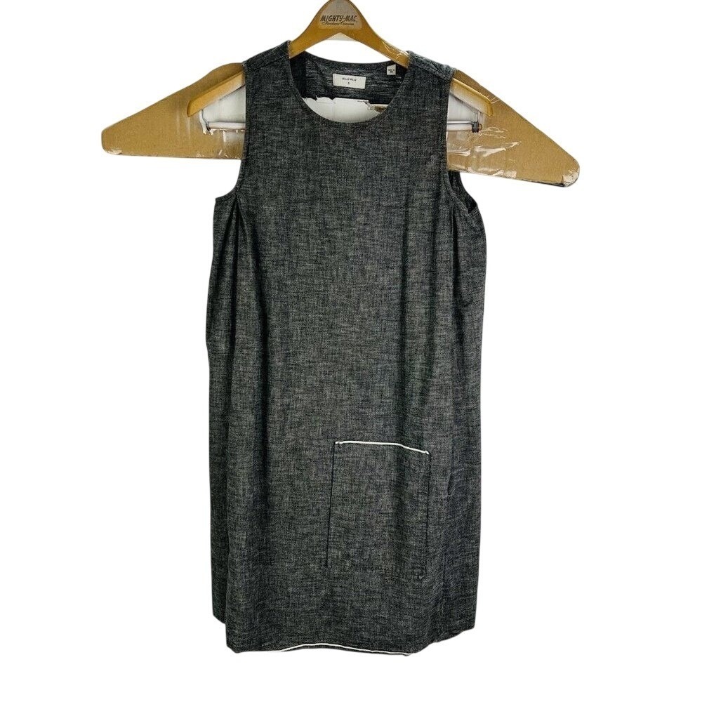 Billy Reid Black Denim Cotton Sleeveless Dress w/ Pocket Womens Size Small S